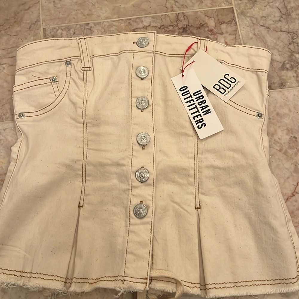 Denim Urban Outfitters Cream Button Top